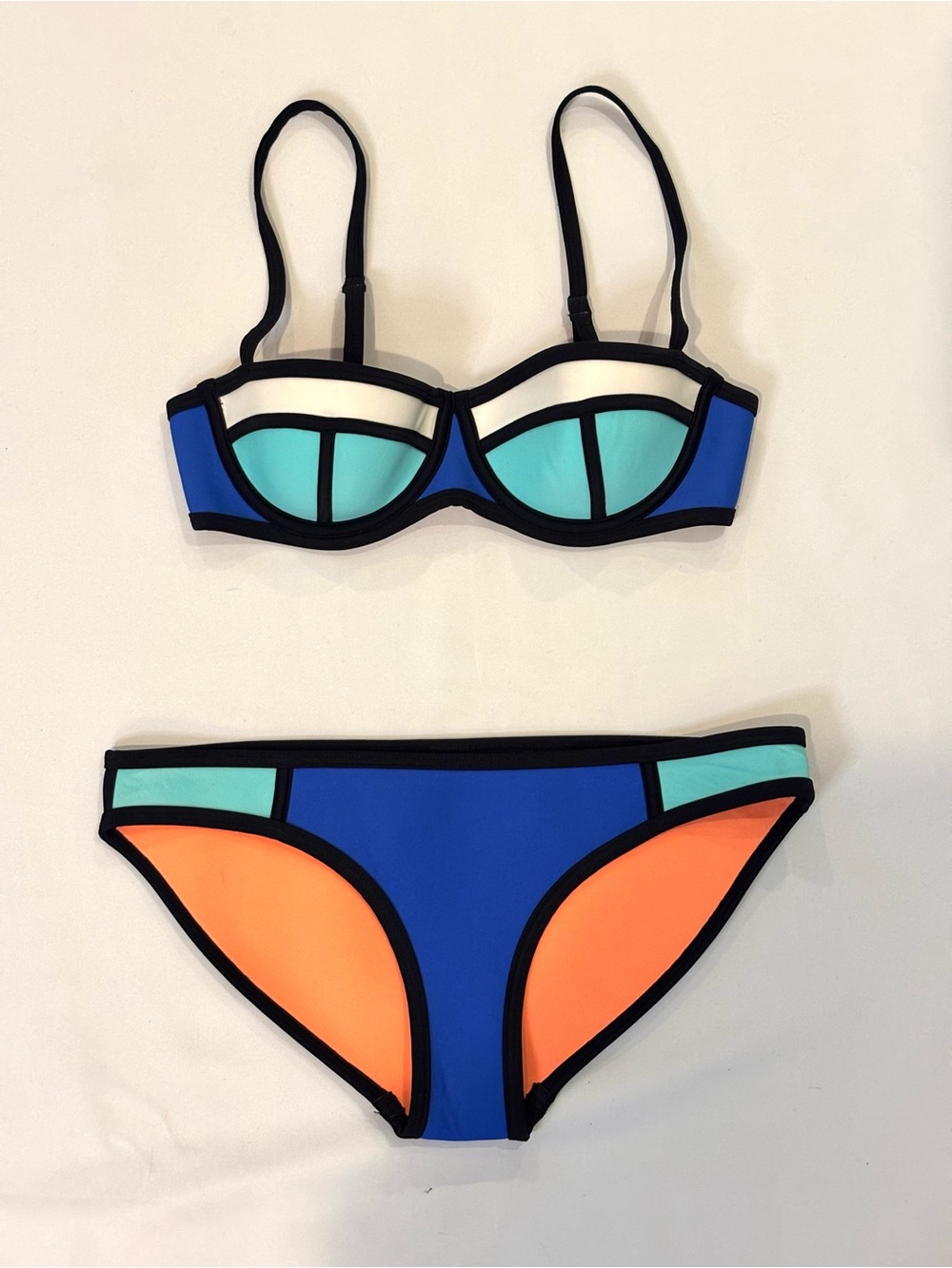 TRIANGL Colorblock Blue & Coral Women's Bikini Set
